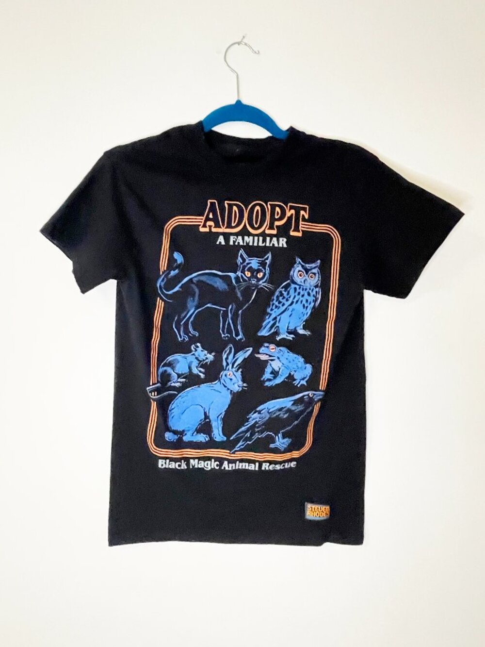 Steven Rhodes Adopt A Familiar Graphic T Shirt Black Magic Animal Witchy Tee S